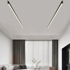 Plafón lineal minimalista regulable de metal negro para salón
