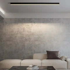 Plafón lineal minimalista regulable de metal negro para salón