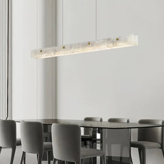 Lámpara colgante de mármol moderna y alargada con LED regulable para comedor