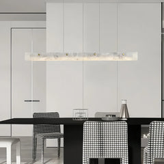 Lámpara colgante de mármol moderna y alargada con LED regulable para comedor