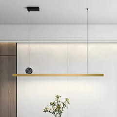Lámpara colgante lineal LED de metal regulable para comedor minimalista