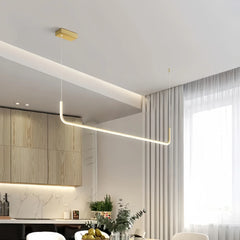 Lámpara colgante lineal minimalista LED regulable para comedor