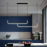 Lámpara colgante minimalista LED de diseño lineal regulable en altura para isla de cocina