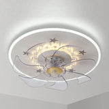 Ventilador de techo redondo con luz LED silencioso diseño moderno para dormitorio