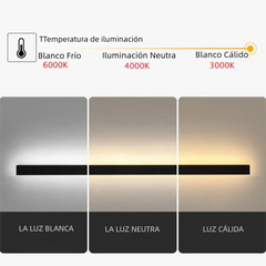 Aplique exterior negro minimalista largo con sensor de movimiento IP65 para porche