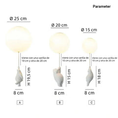 Lámpara de techo infantil oso con globo LED luz suave dormitorio