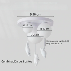 Lámpara de techo infantil oso con globo LED luz suave dormitorio