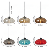Lámpara colgante de vidrio de colores vintage regulable en altura para comedor