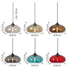 Lámpara colgante de vidrio de colores vintage regulable en altura para comedor