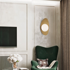 Aplique pared cobre LED moderno ovalado para dormitorio