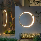 Aplique de pared exterior moderno LED negro con diseño de anillo IP65