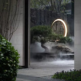 Aplique de pared exterior moderno LED negro con diseño de anillo IP65