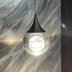 Lámpara colgante de cristal en forma de luna para dormitorio