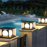 Lámpara LED Solar de Jardín Cúbica de Pedestal