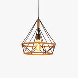 Lámpara colgante de hierro con cuerda de yute estilo industrial retro