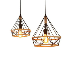 Lámpara colgante de hierro con cuerda de yute estilo industrial retro
