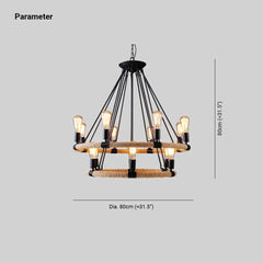 Lampara salon negra estilo retro de doble capa y múltiples bombillas