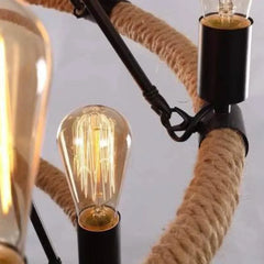 Lampara de araña moderna con diseño de cuerda industrial