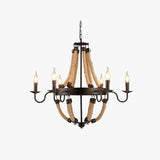 Lámpara colgante decorativa de hierro con cuerda de yute estilo industrial retro