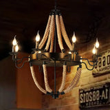 Lámpara colgante decorativa de hierro con cuerda de yute estilo industrial retro