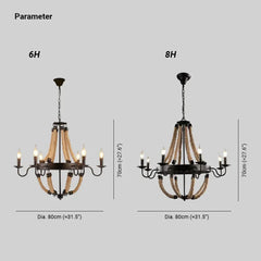Lámpara colgante decorativa de hierro con cuerda de yute estilo industrial retro