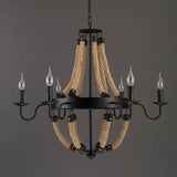 Lámpara colgante decorativa de hierro con cuerda de yute estilo industrial retro