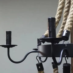Lámpara colgante decorativa de hierro con cuerda de yute estilo industrial retro