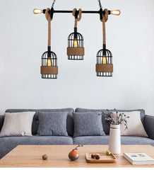 Lampara de techo colgante negra estilo jaula retro