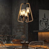 Lampara comedor negra estilo retro con múltiples bombillas