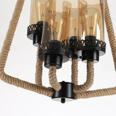 Lampara comedor negra estilo retro con múltiples bombillas