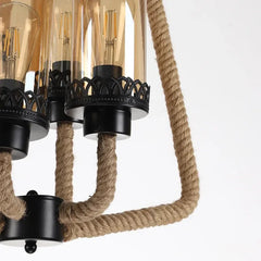Lampara comedor negra estilo retro con múltiples bombillas