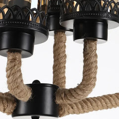 Lampara comedor negra estilo retro con múltiples bombillas