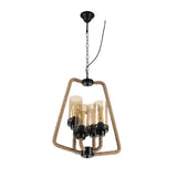 Lampara comedor negra estilo retro con múltiples bombillas