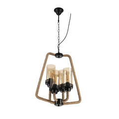 Lampara comedor negra estilo retro con múltiples bombillas