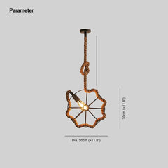 Lámpara colgante con bola de hierro y cuerda de yute estilo industrial retro