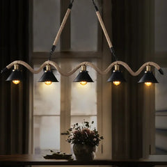 Lampara de comedor colgante estilo retro con diseño de cuerda