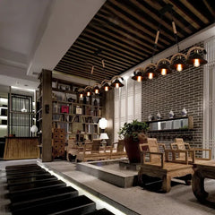 Lampara de comedor colgante estilo retro con diseño de cuerda