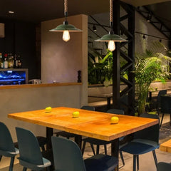 Lámpara colgante de restaurante verde oscuro estilo industrial retro