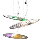 Lámpara colgante de vidrio LED en forma de nave espacial larga moderna