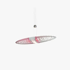 Lámpara colgante de vidrio LED en forma de nave espacial larga moderna
