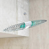 Lámpara colgante de vidrio LED en forma de nave espacial larga moderna