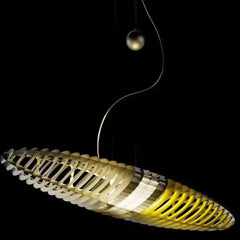 Lámpara colgante de vidrio LED en forma de nave espacial larga moderna