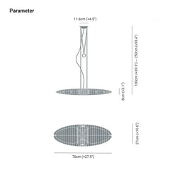 Lámpara colgante de vidrio LED en forma de nave espacial larga moderna