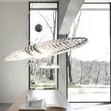 Lámpara colgante de vidrio LED en forma de nave espacial larga moderna
