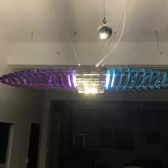Lámpara colgante de vidrio LED en forma de nave espacial larga moderna