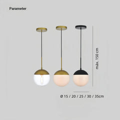 Lámpara colgante esfera moderna de vidrio LED para comedor