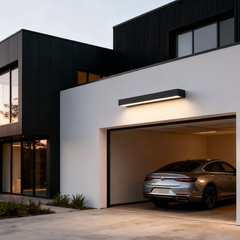 Aplique de pared exterior LED rectangular moderno negro de metal para porche
