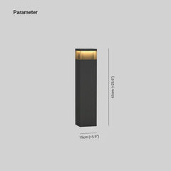 Baliza solar para exterior rectangular de metal negra LED IP65 moderno para jardín