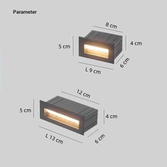 Aplique empotrable exterior rectangular IP65 con sensor de movimiento negro para paso