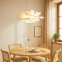 Lámpara colgante en forma de flor blanca de estilo nórdico regulable en altura para comedor